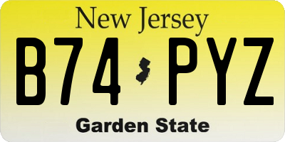 NJ license plate B74PYZ