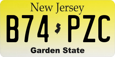 NJ license plate B74PZC
