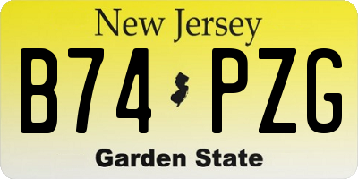 NJ license plate B74PZG