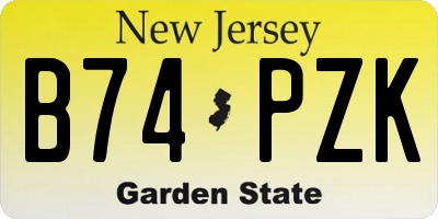 NJ license plate B74PZK