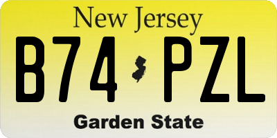 NJ license plate B74PZL