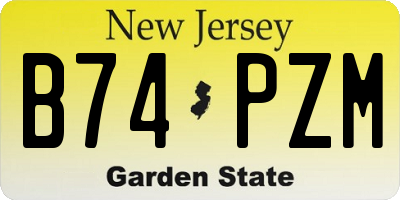 NJ license plate B74PZM
