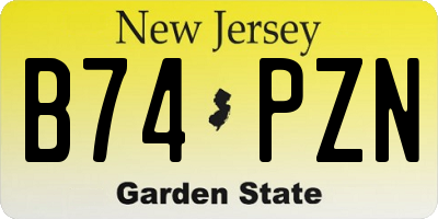 NJ license plate B74PZN