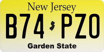 NJ license plate B74PZO