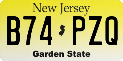 NJ license plate B74PZQ