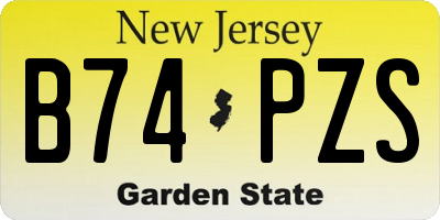 NJ license plate B74PZS