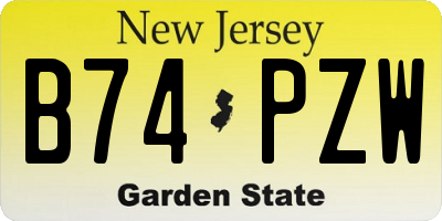 NJ license plate B74PZW