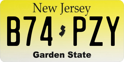 NJ license plate B74PZY