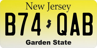 NJ license plate B74QAB