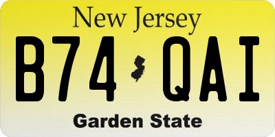 NJ license plate B74QAI