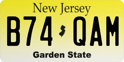 NJ license plate B74QAM