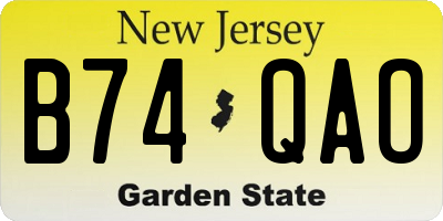 NJ license plate B74QAO