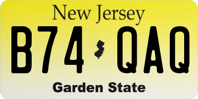 NJ license plate B74QAQ