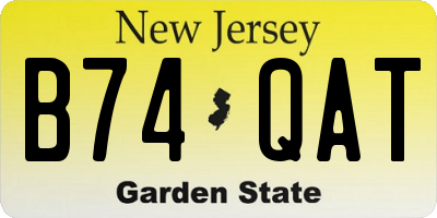 NJ license plate B74QAT