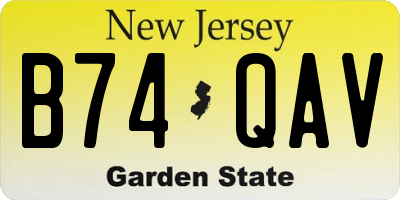 NJ license plate B74QAV