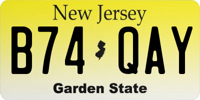 NJ license plate B74QAY