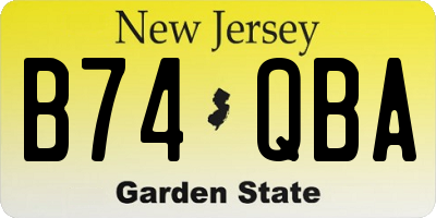 NJ license plate B74QBA