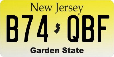 NJ license plate B74QBF