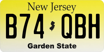 NJ license plate B74QBH