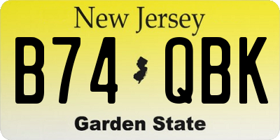 NJ license plate B74QBK
