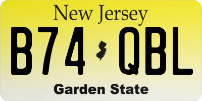 NJ license plate B74QBL