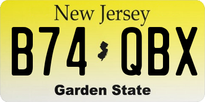 NJ license plate B74QBX
