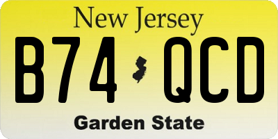 NJ license plate B74QCD