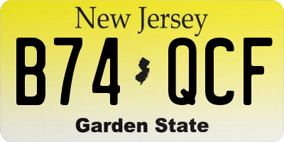 NJ license plate B74QCF