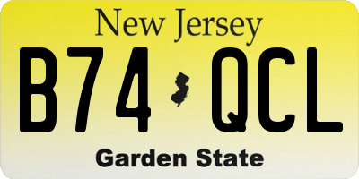 NJ license plate B74QCL