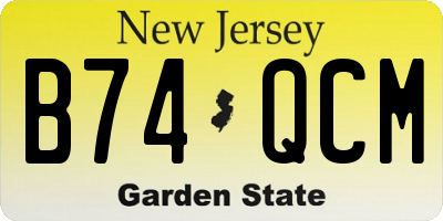 NJ license plate B74QCM