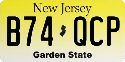 NJ license plate B74QCP
