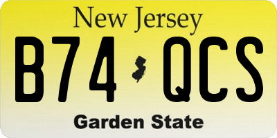 NJ license plate B74QCS