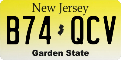 NJ license plate B74QCV