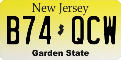 NJ license plate B74QCW