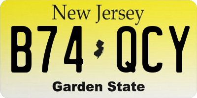 NJ license plate B74QCY