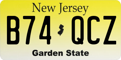 NJ license plate B74QCZ