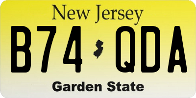 NJ license plate B74QDA