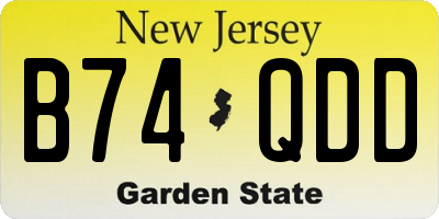 NJ license plate B74QDD