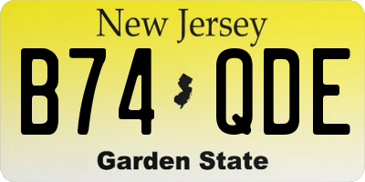 NJ license plate B74QDE