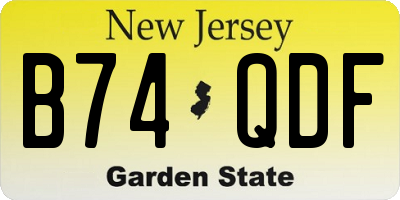 NJ license plate B74QDF