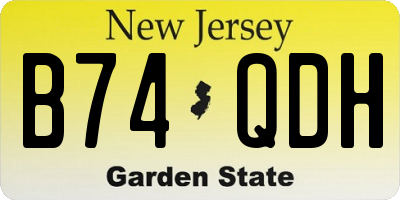 NJ license plate B74QDH