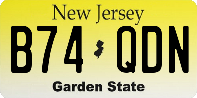 NJ license plate B74QDN