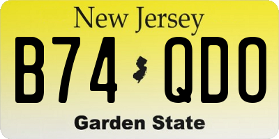 NJ license plate B74QDO
