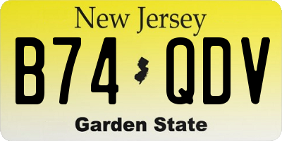NJ license plate B74QDV