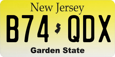 NJ license plate B74QDX