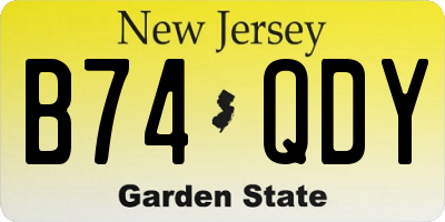 NJ license plate B74QDY