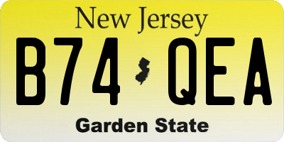 NJ license plate B74QEA
