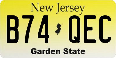 NJ license plate B74QEC
