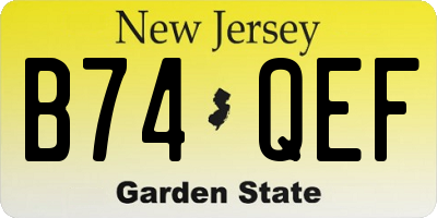 NJ license plate B74QEF
