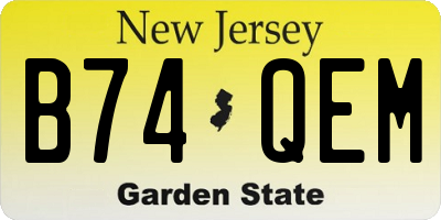 NJ license plate B74QEM